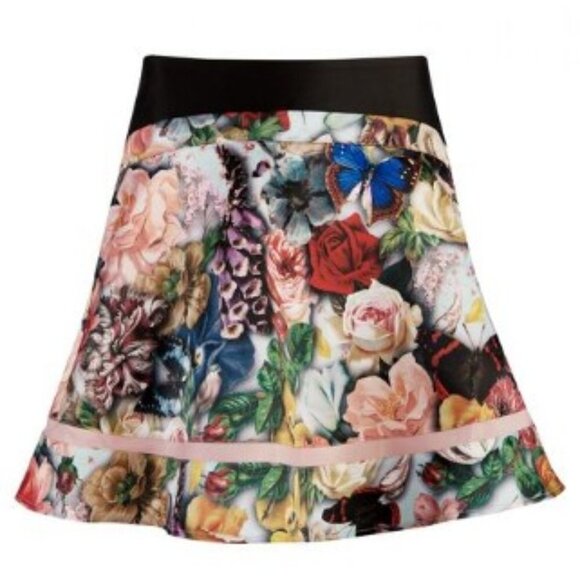 💕TED BAKER💕 Larinda Decoupage Floral Botanical Print Skirt TB 3 US 8 NWT - Picture 9 of 14